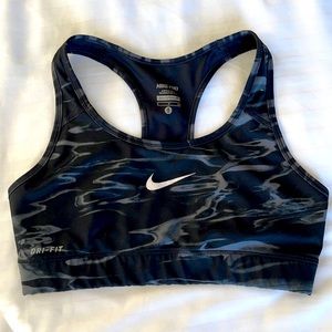 Nike black marble sports bra